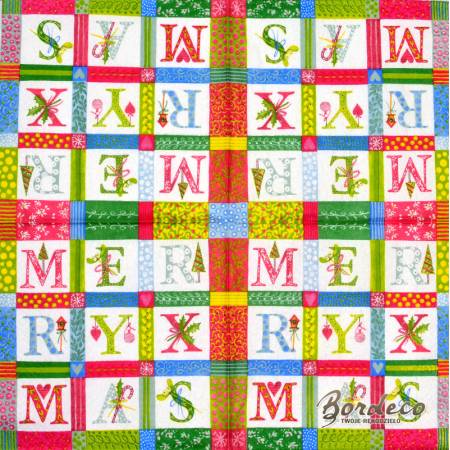 Serwetka do decoupage firmy PAPER+DESIGN  literki Merry Xmas 33x33cm